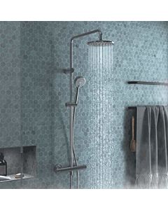 Hansa Hansaunita système de douche 58149203 AP, avec thermostat de douche, saillie 470-495mm, chromé