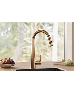 Robinet de cuisine Hansa HANSADESIGNO Style 5136228381, à commande latérale, 2 jets, saillie 231 mm, bronze brossé