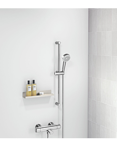 Hansa HANSABASIC Bath/Shower Thermostat 55162131 Surface Mounted, 3-Spray, Diverter with Shut-off Valve, Chrome