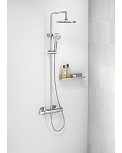 Système de douche Hansa Hansabasic 55350110 avec thermostat, réglable en hauteur, pommeau de douche effet pluie, 1 jet, chromé