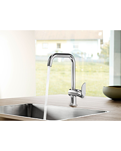 Hansa HANSABASIC kitchen tap 55562203, side-mounted lever, swiveling, 200mm projection, DN 15, chrome