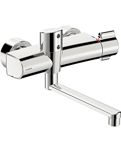 Hansa Hansaelectra robinetterie murale pour lavabo infrarouge 08866202 fonctionnement sur batterie, thermostat, saillie 286mm, chromé