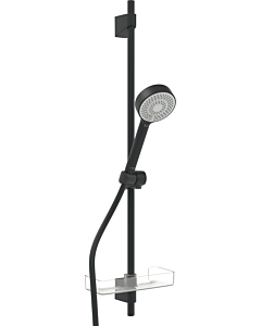 Hansa Hansabasicjet 4467013333 920 mm, douchette à trois jets, porte-savon, noir mat, d = 18 mm