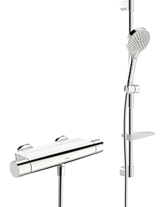 Hansa Système de douche Hansaoptima 481303310009 avec thermostat, montage mural, inverseur rotatif indépendant de la pression, chromé