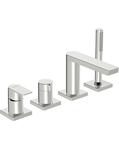 Hansa Hansastela Fertigmontageset 57302473 chrom, Vierloch-Wannenfüll- und Brausearmatur, Drehumsteller, eckig