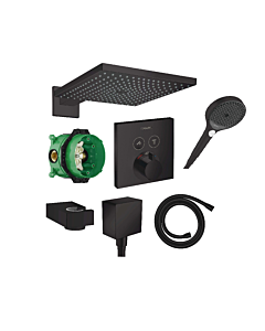 hansgrohe ShowerSelect Duschsystem Unterputz Komplettset, mattschwarz, mit Kopfbrause und Handbrause, Duscharmatur Set