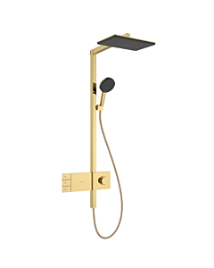 hansgrohe Raindance Alive Q Duschsystem 24591990 2 Strahlarten wassersparend mit ShowerSelect Comfort, EcoSmart, 7,6 l/min, polished gold optic