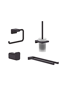 hansgrohe AddStoris Bad Accessoires Set schwarz matt, Handtuchhalter, Haken, Bürstengarnitur, Papierhalter