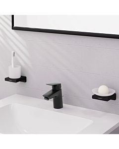 hansgrohe Logis Einhebel-Waschtisch-Armatur 71070670 Ablaufgarnitur Kunststoff Zugstange, ohne CoolStart, Ausladung 107mm, mattschwarz