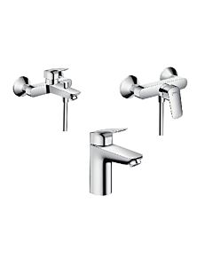 hansgrohe Logis Badarmaturen Set chrom, für Waschtisch, Dusche, Badewanne