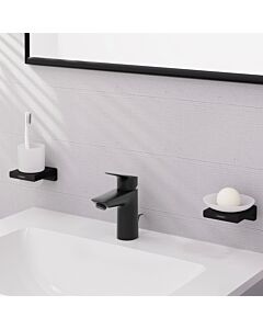 hansgrohe Logis mitigeur de lavabo 71102670 garniture de vidange tige de traction en plastique, avec CoolStart, saillie 108 mm, noir mat