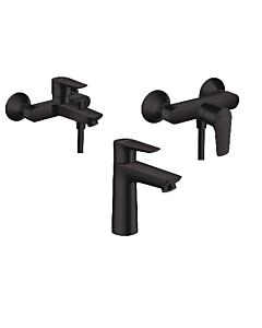 hansgrohe Talis E Badarmaturen Set schwarz, für Waschtisch, Wanne, Dusche