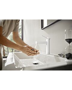 hansgrohe Finoris 110 Waschtischarmatur 76023700 mit Push-Open Ablaufgarnitur, mattweiß