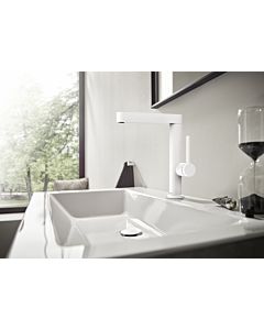 hansgrohe Finoris 230 basin mixer 76060700 with swivel spout and push-open waste set, matt white