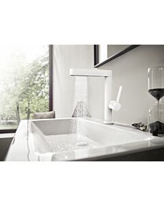 hansgrohe Finoris 230 Waschtischarmatur 76063700 mit Ausziehbrause 2jet und Push-Open Ablaufgarnitur, mattweiß