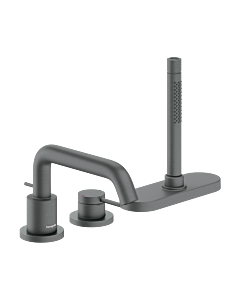 hansgrohe Tecturis S 3-Loch-Einhebel-Wannenarmatur 73447340 Ausladung 194mm, brushed black chrome