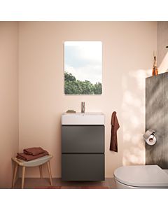 hansgrohe Xilesa E vanity unit 54290760 480x380mm, 2 drawers, for hand basin, with PushOpen, slate grey matt