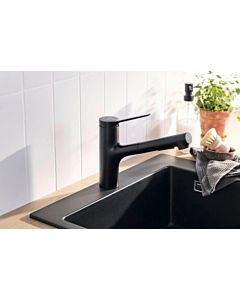 hansgrohe Zesis M33 150 kitchen faucet 74800670 pull-out spray head, swiveling, 2 jets, matt black
