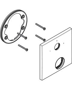 hansgrohe Rosette Axor Massaud Thermostat with 98688000 shut-off / diverter valve labeled chrome