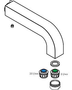 hansgrohe Auslauf Axor Citterio 97238000  für 3-Loch-Waschtischarmatur Wand 180mm chrom