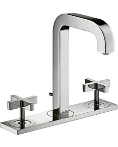 hansgrohe Waschtischarmatur Axor Citterio 39134000 mit Platte, Auslauf kurz, Kreuzgriffe, chrom  3-Lo