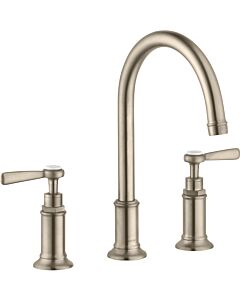 hansgrohe Axor Montreux mitigeur lavabo 3 trous 16514820 projection 175mm, avec tirant garniture de vidange , poignées à levier, nickel brossé