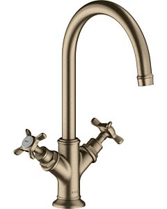 hansgrohe Axor Montreux 2-Griff-Waschtischarmatur 16506820 Ausladung 175mm, mit Kreuzgriffen, unverschließbare Ablaufgarnitur, brushed nickel