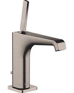 Mitigeur lavabo monocommande Hansgrohe 36100800, profondeur 143 mm, avec poignée à picot, bonde clic-clac, aspect inox