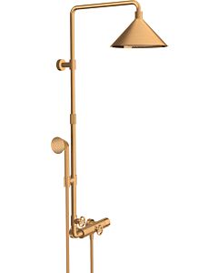 hansgrohe Axor Showerpipe 26020250 mit Thermostat, Kopfbrause 240 2jet, brushed gold optic