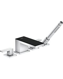 hansgrohe Axor MyEdition Ferigmontageset 47430600 4-Loch-Wannenrandarmatur, Ausladung 150 mm, chrom/Schwarzglas