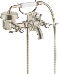 hansgrohe Axor Montreux Wannen-Zweigriff-Armatur 16551820 AP, Ausladung 224mm, mit Hebelgriffen, brushed Nickel