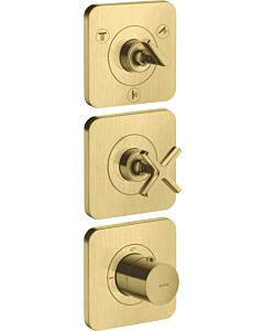 hansgrohe Fertigmontageset 36704950 UP-Thermostatmodul 380/120, mit Rosetten, brushed brass