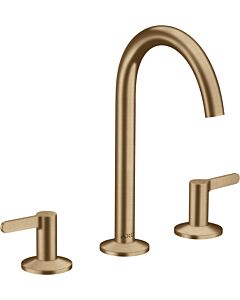 hansgrohe Axor One 3-Loch-Waschtisch-Armatur 48050140 Ausladung 140mm, mit Push-Open-Ablaufgarnitur, brushed bronze