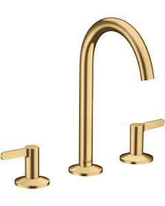 hansgrohe Axor One 3-Loch-Waschtisch-Armatur 48050250 Ausladung 140mm, mit Push-Open-Ablaufgarnitur, brushed gold optic