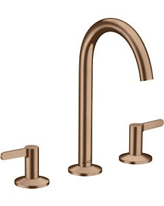 hansgrohe Axor One 3-Loch-Waschtisch-Armatur 48050310 Ausladung 140mm, mit Push-Open-Ablaufgarnitur, brushed red gold