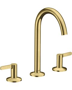 hansgrohe Axor One 3-Loch-Waschtisch-Armatur 48050950 Ausladung 140mm, mit Push-Open-Ablaufgarnitur, brushed brass