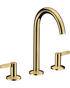 hansgrohe Axor One 3-Loch-Waschtisch-Armatur 48050990 Ausladung 140mm, mit Push-Open-Ablaufgarnitur, polished gold optic