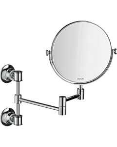 Miroir de rasage Hansgrohe Axor Montreux 42090000, grossissement 1x, pivotant, inclinable, mural, chromé