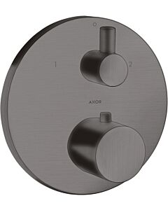 hansgrohe Axor Uno kit de montage final 38720340 thermostat à encastrer, avec vanne d&#39;arrêt et inverseur, chrome noir brossé