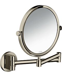 Miroir de rasage circulaire universel Hansgrohe Axor 42849830, grossissement x5, fixation murale, nickel poli