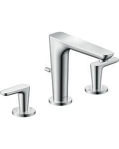 hansgrohe Axor Citterio C Waschtisch-3-Loch-Armatur 49060000 ohne Struktur, chrom, Ausladung 135mm, Zugstangen Ablaufgarnitur