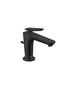 hansgrohe Axor Citterio C CoolStart Waschtischarmatur 49011670 cubic cut, mattschwarz, Ausladung 128mm, Zugstangen-Ablaufgarnitur