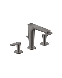 hansgrohe Axor Citterio C 3-Loch Waschtischarmatur 125, 49060330 mit Zugstangen-Ablaufgarnitur, Polished Black Chrome