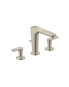 hansgrohe Axor Citterio C Waschtisch-3-Loch-Armatur 49060820 ohne Struktur, brushed nickel, Ausladung 135mm, Zugstangen Ablaufgarnitur