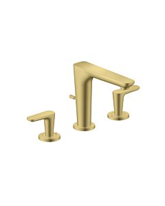 hansgrohe Axor Citterio C 3-Loch Waschtischarmatur 49060950 mit Zugstangen-Ablaufgarnitur, Brushed Brass