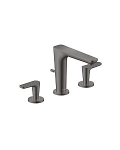 hansgrohe Axor Citterio C 3-Loch Waschtischarmatur 49061330 mit Zugstangen-Ablaufgarnitur, Cubic cut, Polished Black Chrome
