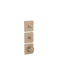 Hansgrohe Axor Citterio C thermostat module 380/120, 49710310 cubic cut, Brushed Red Gold, concealed, with rosettes