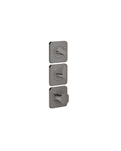 Hansgrohe Axor Citterio C Thermostatmodul 380/120, 49710330 cubic cut, Polished Black Chrome, Unterputz, mit Rosetten