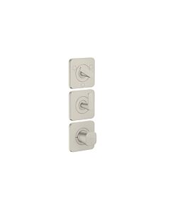 Hansgrohe Axor Citterio C Thermostatmodul 380/120, 49710800 cubic cut, Edelstahl Optik, Unterputz, mit Rosetten