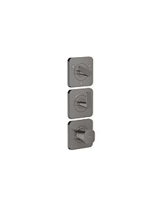 Hansgrohe Axor Citterio C Thermostatmodul 380/120, 49711330 cubic cut, Polished Black Chrome, Unterputz, mit Rosetten